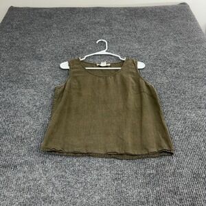 Vintage Harve Benard Tank Top Womens M Brown Linen Scoop Neck Minimalist Boho